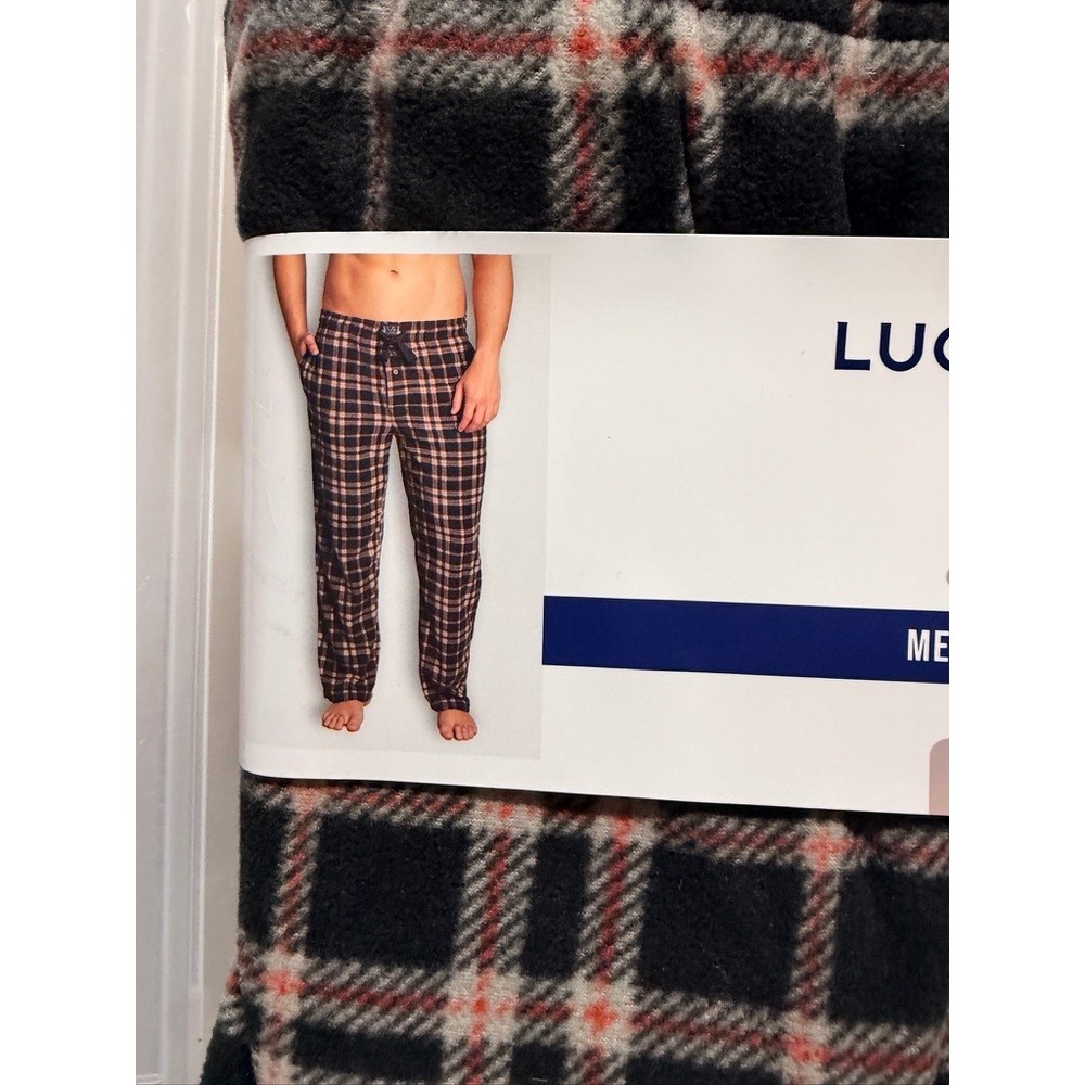 Lucky Brand Sleep Fleece Pant Mens Small Black Plaid Cloud Soft NWT - Picture 3 of 3